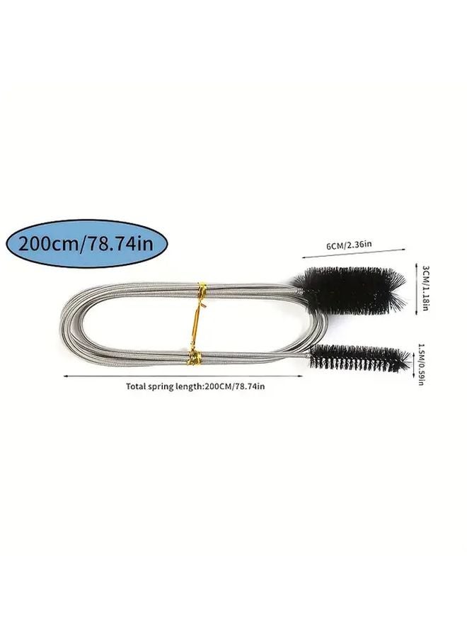 Blue Dual Head Aquarium Cleaning Brush 60 63 Inch Stainless Steel Nylon Bristles - Image 2