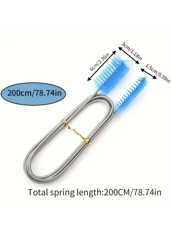 Blue Dual Head Aquarium Cleaning Brush 60 63 Inch Stainless Steel Nylon Bristles - Image 4