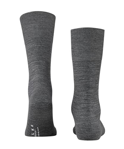 FALKE Men's Airport Socks, Light, Merino Wool Cotton, Crew Length, Classic Formal Socks, Trendy Work Clothing, Grey (Dark Grey 3070), 12.5-13.5, 1 Pair - Image 2