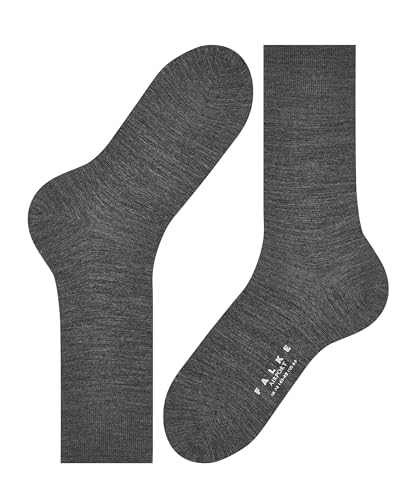 FALKE Men's Airport Socks, Light, Merino Wool Cotton, Crew Length, Classic Formal Socks, Trendy Work Clothing, Grey (Dark Grey 3070), 12.5-13.5, 1 Pair - Image 3