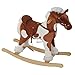 Qaba Wooden Toddler Rocking Horse Kids Plush Ride on Horse Toy Animal Rocker with Nursery Rhyme Music Brown - Image 3