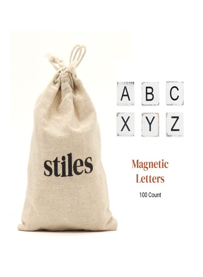 Stiles 100 Pieces Magnetic Letter Tiles - Wooden Magnetic Letters for Teaching or School Letter Board - Alphabet Fridge Magnets for Whiteboard or Magnet Announcement Board by Stiles, Rustic - Image 2