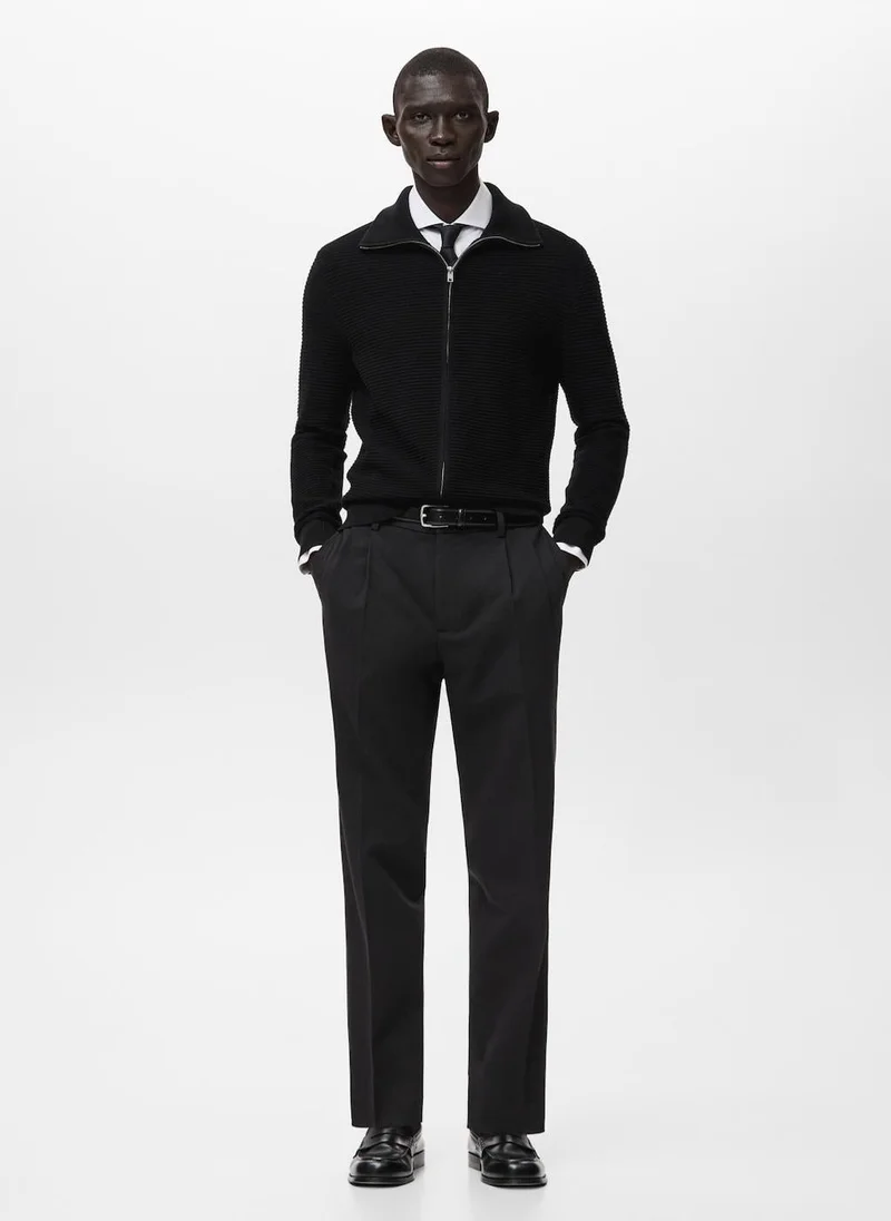 Mango Man  Structured knitted cardigan with zip for Men | Best Price UAE
