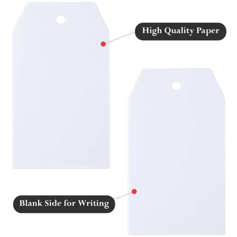 KINGLAKE Gift Tags,100 Pcs White Paper Blank Gift Tags with String for Wedding Favors,Craft Tags with Natural Jute Twine - Image 5