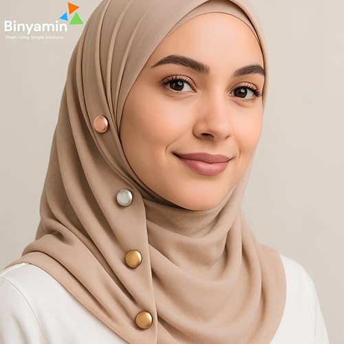 Binyamin Hijab Magnetic Pins for Scarf – Pinless Fabric Safe Hijab Accessories for Women, Strong Hold No Damage, Lightweight Stylish Magnets for Hijab & Scarves (Pack of 4) - Image 5
