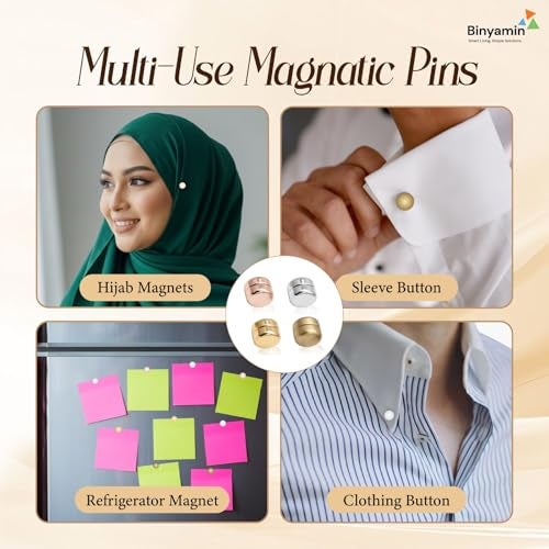 Binyamin Hijab Magnetic Pins for Scarf – Pinless Fabric Safe Hijab Accessories for Women, Strong Hold No Damage, Lightweight Stylish Magnets for Hijab & Scarves (Pack of 4) - Image 3