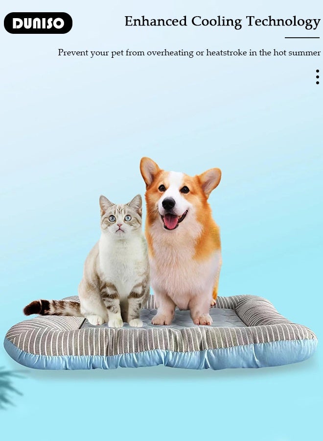 DUNISO Ice Silk Kennel Cool Icy Pet Nest Summer Dog Cooling Bed Breathable Dog Couch Bed with Nonskid Bottom Comfortable Soft Pet Mattress Cushion Washable Pet Sofa Puppy Couch Lounger for Dog Cat - Image 4