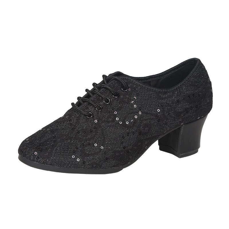 Generic New latin dance square dance shoes low soft bottom dance shoes ladies modern dance shoes breathable performance dance shoes Black 3.5cm with high