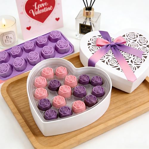 GARBODIY 2Packs Silicone Valentine Chocolate Molds 10-Cavity Rose-Shaped - Reusable Candy Mold for Truffles, Ice Cubes, Oskrieel Soap - Heat Resistant (-40°F to 446°F) - Image 3