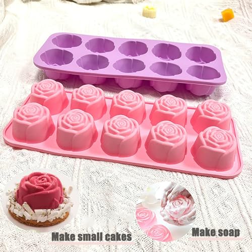 GARBODIY 2Packs Silicone Valentine Chocolate Molds 10-Cavity Rose-Shaped - Reusable Candy Mold for Truffles, Ice Cubes, Oskrieel Soap - Heat Resistant (-40°F to 446°F) - Image 4