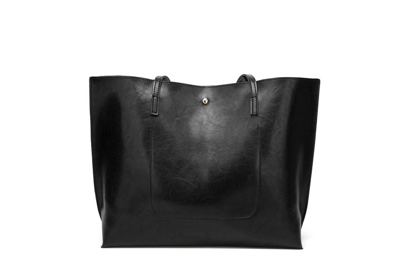 Dreubea Women's Soft Faux Leather Tote Shoulder Bag from, Big Capacity Tassel Handbag Black New S - Image 2