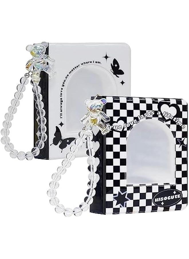 RYNX K Photocard Al Binder with Adorable Hanging Bear Mini Korean Photo Card Book 20 Sheets 40 Pockets Mini K Photocard Binder Set of 2 3inch Size  - Image 1
