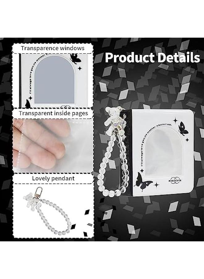 RYNX K Photocard Al Binder with Adorable Hanging Bear Mini Korean Photo Card Book 20 Sheets 40 Pockets Mini K Photocard Binder Set of 2 3inch Size  - Image 4