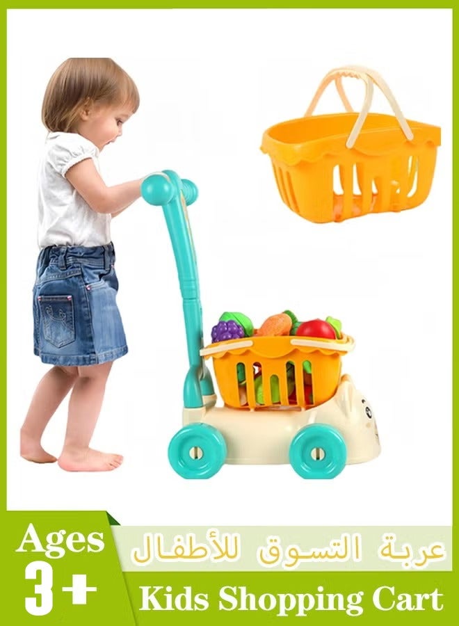 Kids Shopping Cart Kitchen Toy, Supermarket Shopping Cart for Kids ,Pretend Play Trolley Toy for Toddlers Ages 2 3 4+,Grocery Shopping Cart with Wheels Easy Assembly  Child-Safe and Durable  Ages 3+ - Image 1