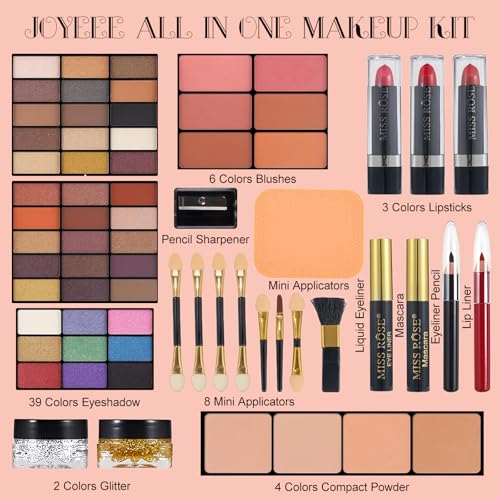 Joyeee All-in-One Makeup Gift Set Carry All Makeup Kit Women Full Kit With Makeup Bag Concealer Lipgloss Lipstick Blush Foundation Face Powder Eyeshadow Palette Cosmetic Palette #8 - Image 2