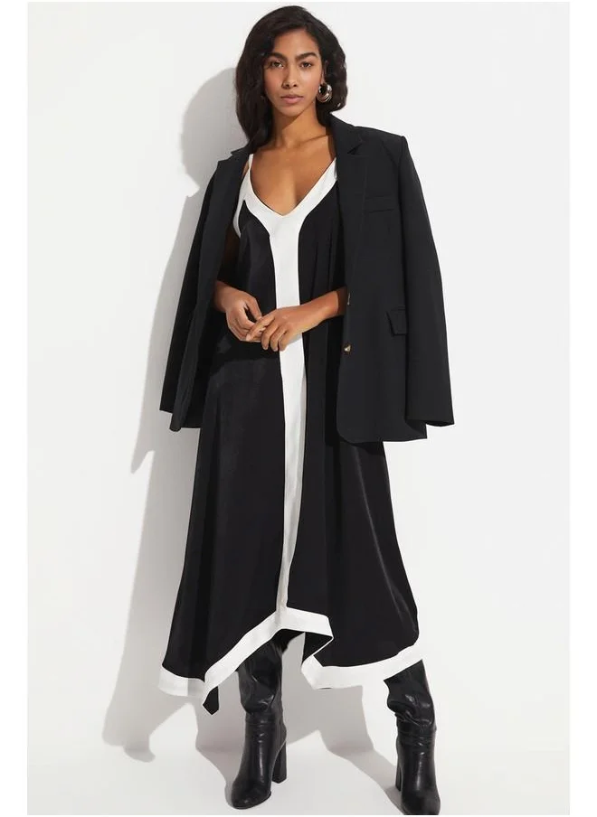 جون June Strappy Asymmetrical Maxi Dress Black