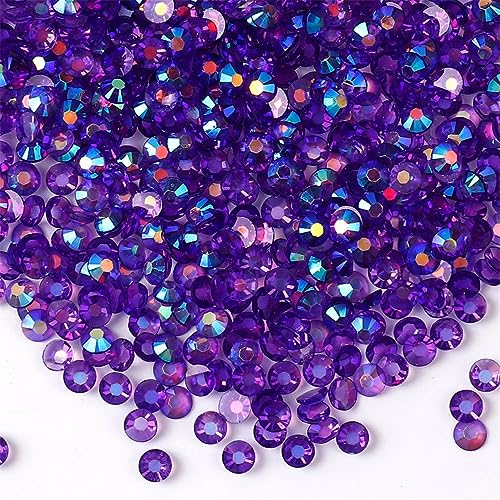 Kdkyy 3000 Pieces SS12 3mm Flatback Rhinestones AB Clear Round Gems Crystals for Nail Art DIY Crafts Clothes Shoes Bags Transparent Dark Purple AB - Image 1