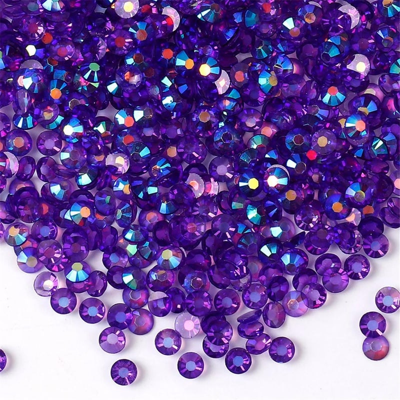 Kdkyy 3000 Pieces SS12 3mm Flatback Rhinestones AB Clear Round Gems Crystals for Nail Art DIY Crafts Clothes Shoes Bags Transparent Dark Purple AB - Image 3