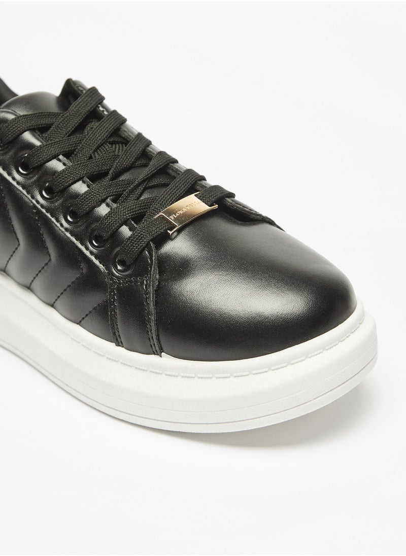 Flora Bella - Quilted Low Ankle Casual Sneakers with Lace-Up Closure - Image 1