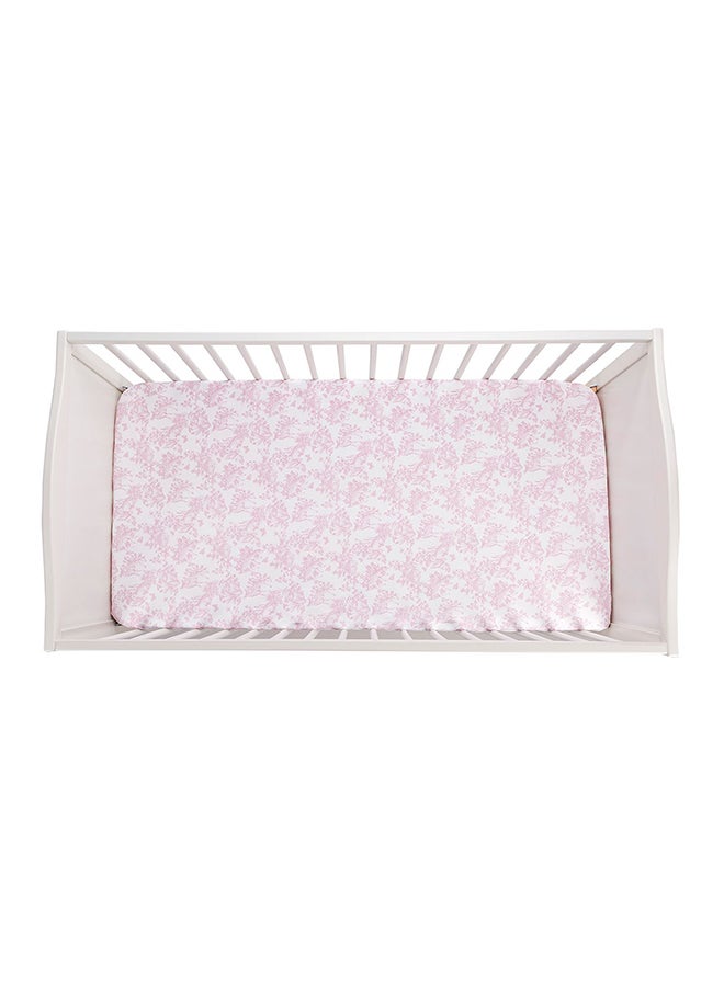 NINI Nini Baby Cot/Crib Fitted Sheet, Aura Grandeur Pink, 100% Cotton, Soft & Breathable, Includes 1 Fitted Sheet, Size Up to 70x140 cm  - Image 1