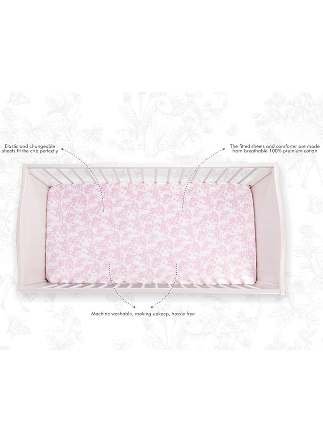 NINI Nini Baby Cot/Crib Fitted Sheet, Aura Grandeur Pink, 100% Cotton, Soft & Breathable, Includes 1 Fitted Sheet, Size Up to 70x140 cm  - Image 2