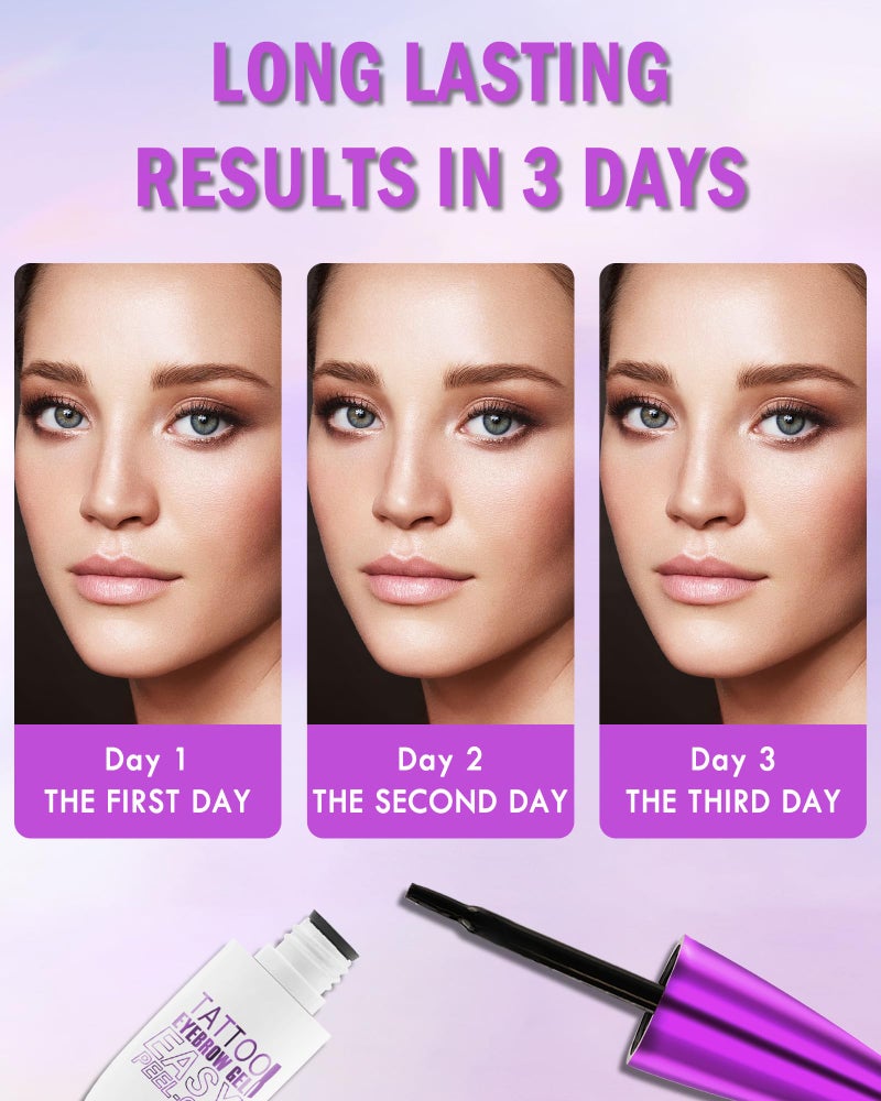 LYSdefeu Peel Off Eyebrow Tinting Gel Kit-2pcs Grey Black Tattoo Eyebrow Gel Easy Peel Off,Waterproof Longlasting Peel-Off Eye Brow Tint,Up to 3 Days Brow Stain,Christmas Makeup Gift Set for Women-03 - Image 4