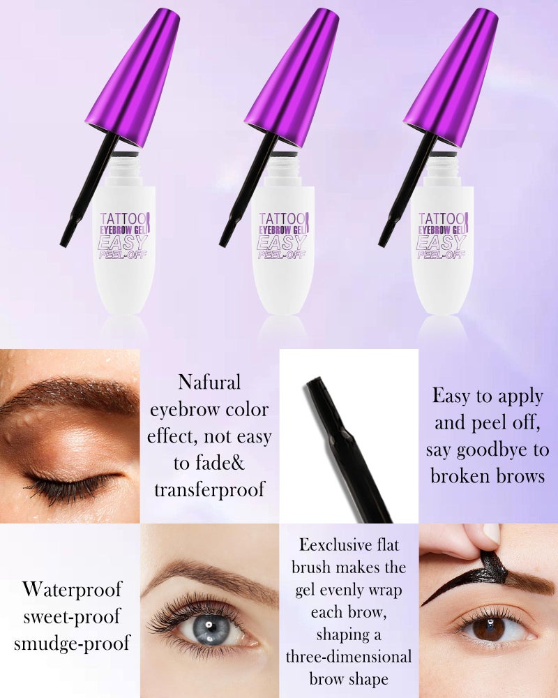 LYSdefeu Peel Off Eyebrow Tinting Gel Kit-2pcs Grey Black Tattoo Eyebrow Gel Easy Peel Off,Waterproof Longlasting Peel-Off Eye Brow Tint,Up to 3 Days Brow Stain,Christmas Makeup Gift Set for Women-03 - Image 3