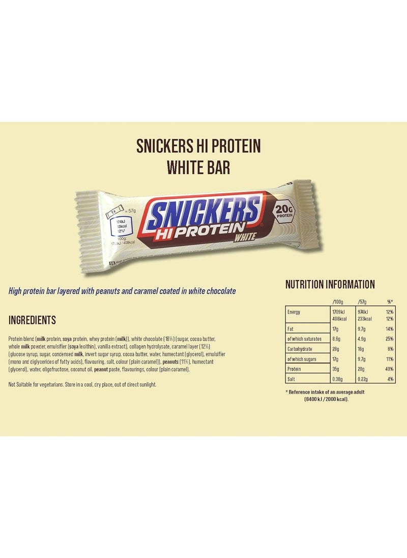 Snickers Snickers Hi Protein Low Sugar White Chocolate 57g Pack of 12  - Image 2