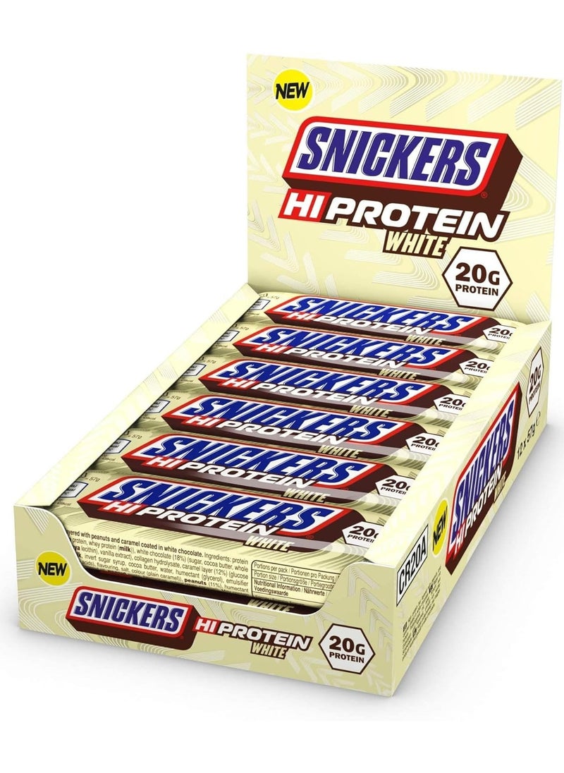 Snickers Snickers Hi Protein Low Sugar White Chocolate 57g Pack of 12  - Image 1