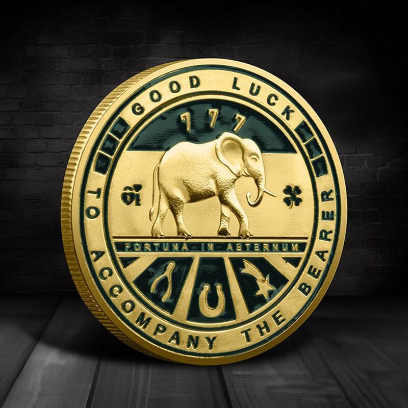 HARPIMER Lucky Coin with Good Luck Four Leaf Clover and Elephant and Lucky Symbols Commemorative Coin - Image 2