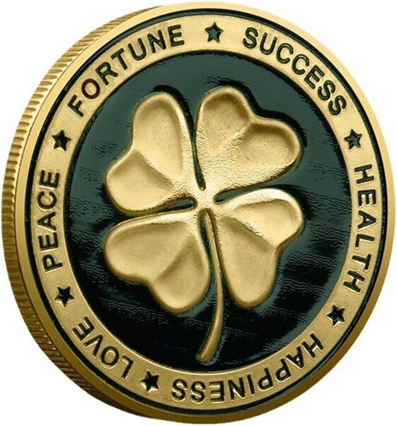 HARPIMER Lucky Coin with Good Luck Four Leaf Clover and Elephant and Lucky Symbols Commemorative Coin - Image 1