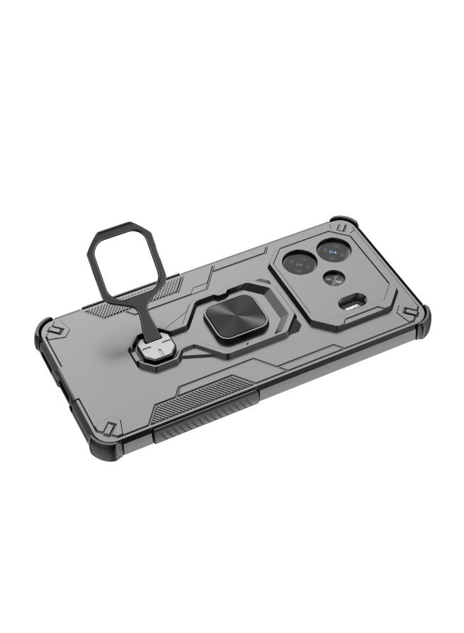 Case For Vivo iQOO Z9 Turbo Plus 5G  ,- Shockproof Dual Protection Brushed Cover - With Ultra Protection For Camera  - Case Slip-Resistant With Metal Ring - Black - Image 5