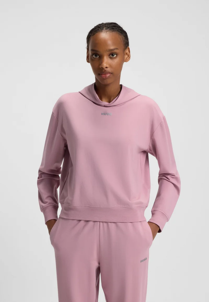 HUGO Relaxed-fit hoodie in stretch jersey with logo print