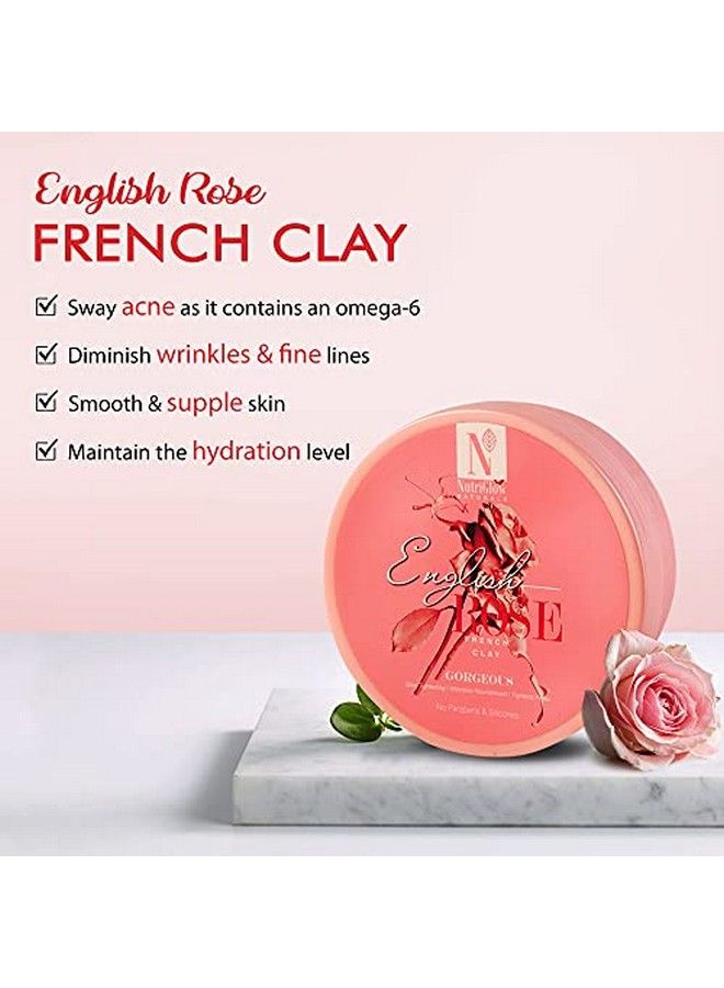 NUTRIGLOW Natural'S English Rose French Clay ; Skin Tightening ; Intensive Nourishment ; Tightens Pores ; No Parabens & Silicones ; 200 Gm - Image 3