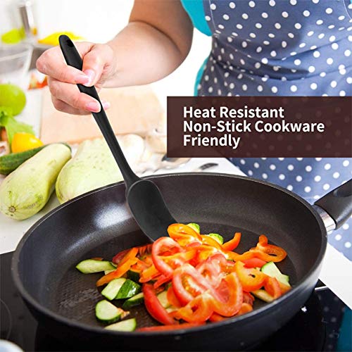 INKULTURE 5 Piece Kitchen Tool Silicone Spoonula, Spatula and Basting Brush, Heat Resistant and Non-Stick Cookware Cooking Utensil Set, Dishwasher Safe, Black - Image 3