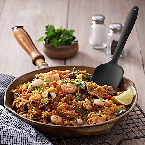 INKULTURE 5 Piece Kitchen Tool Silicone Spoonula, Spatula and Basting Brush, Heat Resistant and Non-Stick Cookware Cooking Utensil Set, Dishwasher Safe, Black - Image 4