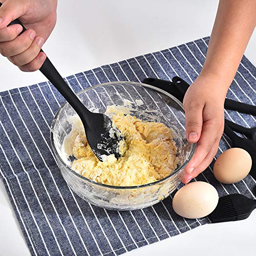 INKULTURE 5 Piece Kitchen Tool Silicone Spoonula, Spatula and Basting Brush, Heat Resistant and Non-Stick Cookware Cooking Utensil Set, Dishwasher Safe, Black - Image 5