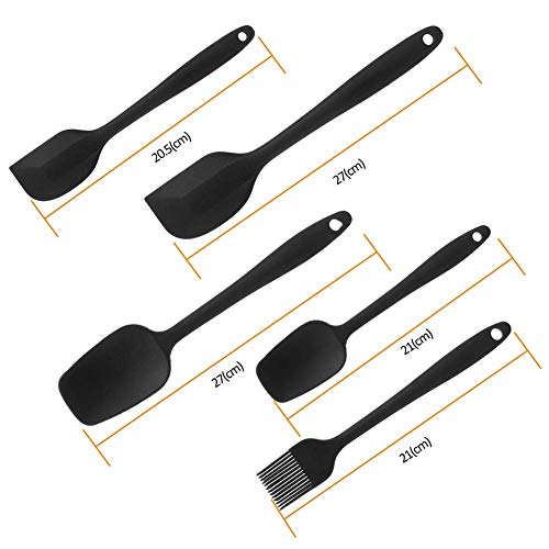 INKULTURE 5 Piece Kitchen Tool Silicone Spoonula, Spatula and Basting Brush, Heat Resistant and Non-Stick Cookware Cooking Utensil Set, Dishwasher Safe, Black - Image 2