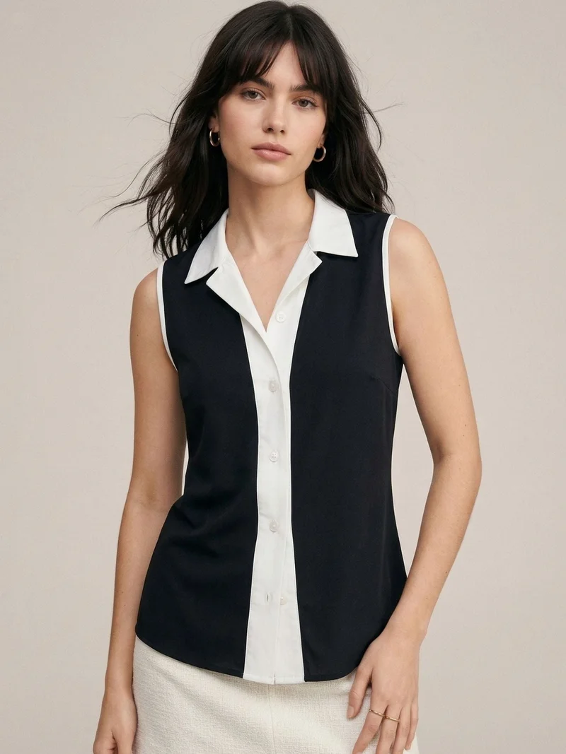 Black Sophisticated Black Sleeveless Shirt
