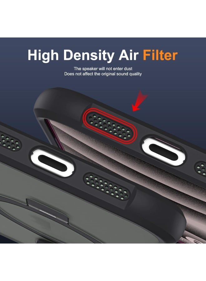 جراب مغناطيسي لهاتف iPhone 16 Pro Max مع حامل حلقي، [حماية من السقوط حتى 10 أقدام] [ملمس مخملي] جراب هاتف نحيف شفاف غير لامع مقاوم للصدمات لهاتف iPhone 16 Pro Max 6.9 بوصة، أسود - Image 3