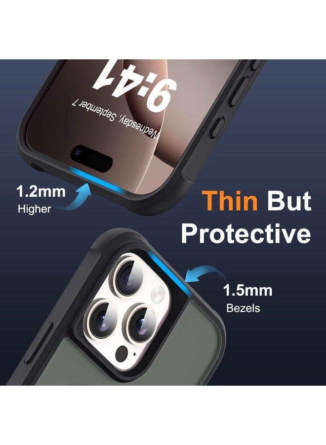 جراب مغناطيسي لهاتف iPhone 16 Pro Max مع حامل حلقي، [حماية من السقوط حتى 10 أقدام] [ملمس مخملي] جراب هاتف نحيف شفاف غير لامع مقاوم للصدمات لهاتف iPhone 16 Pro Max 6.9 بوصة، أسود - Image 2