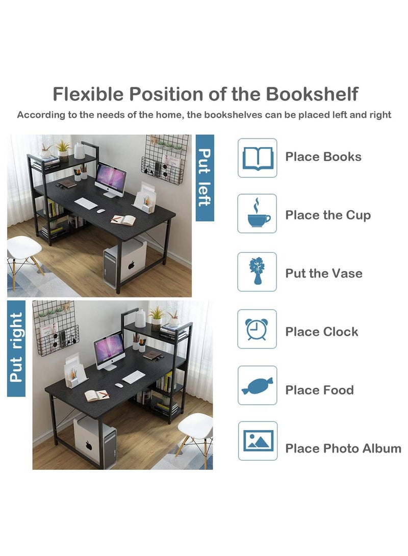 ZUIHAO Home Office Computer Desk Modern Simple Study Table with Bookshelf - Image 4