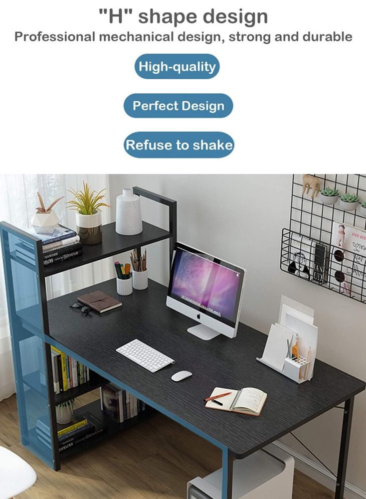 ZUIHAO Home Office Computer Desk Modern Simple Study Table with Bookshelf - Image 3