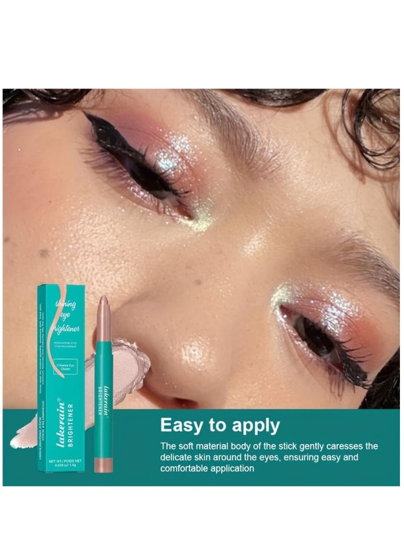 lakerain Shining Eye Brightener Enhance Eye Cream Professional Makeup Eyeshadow Pencil Advanced Shadow Stick Waterproof Eyeshadow Stick Eye Highlighter Shimmer Creamy Waterproof & Long-Lasting Eye Makeup for Women No.04  - Image 3