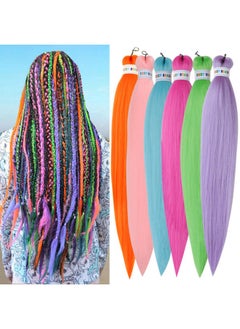 Colorful Braiding Hair Pre Stretched Box Braids Hair Colored Kanekalon Braiding Hair 26Inch Pre Stretched Braiding Hair Multi Color Braiding Hair Pre Stretched