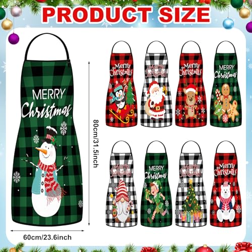 JenPen 9 Pcs Christmas Aprons Adjustable Funny Holiday Plaid Aprons Bulk Cute Kitchen Cooking Apron Gifts for Women Men for Baking Chef Xmas Party Supplies - Image 3