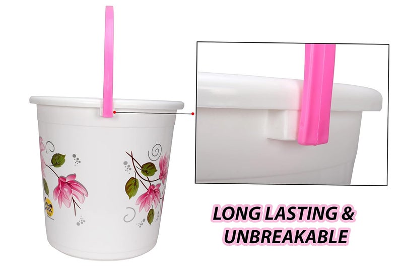 Halsey Plastic 2 Pieces Bathroom Set Bucket 22 litres and Mug 1 litres Blue Pink - Image 2