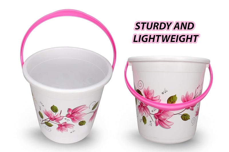 Halsey Plastic 2 Pieces Bathroom Set Bucket 22 litres and Mug 1 litres Blue Pink - Image 3