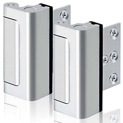 GreaTalent 2PACK Home Security Door Reinforcement Lock Childproof, Add High Security to Home Prevent Unauthorized Entry, Aluminum Construction Finish, Frame Lock, Silver - Image 1