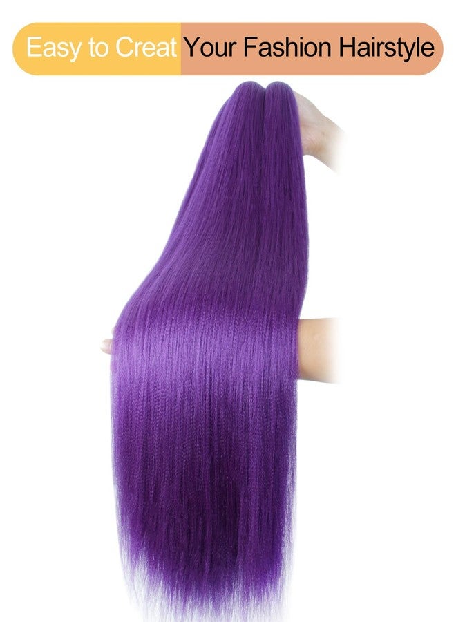 KAVSORAPI Purple Braiding Hair 36 Inch Pre Stretched Hair Long Straight Crochet Braids Yaki Texture Synthetic Fiber 4 Packs (Dark Purple) - Image 5